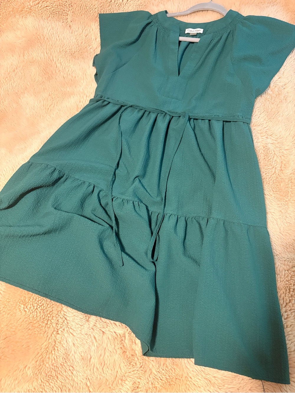 Calvin Klein Teal Tiered Mini Dress